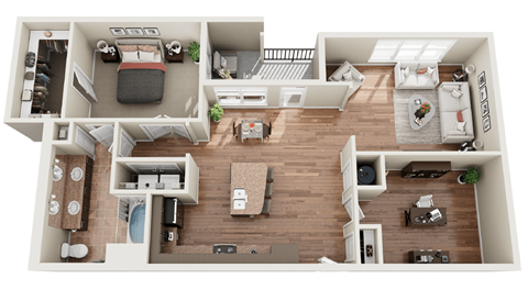 Floor plan for 1 bed, 1 bath, 1106 sqft